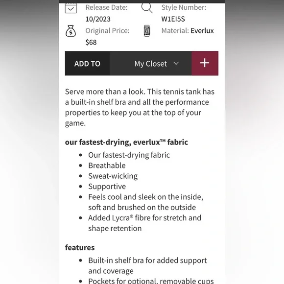 $68 Lululemon Everlux Asymmetrical Tennis Tank Top Lilac Ether - Picture 6 of 7